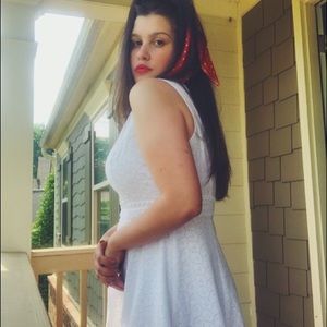 Calvin Klein White Illusion Trim Fit Flare Dress